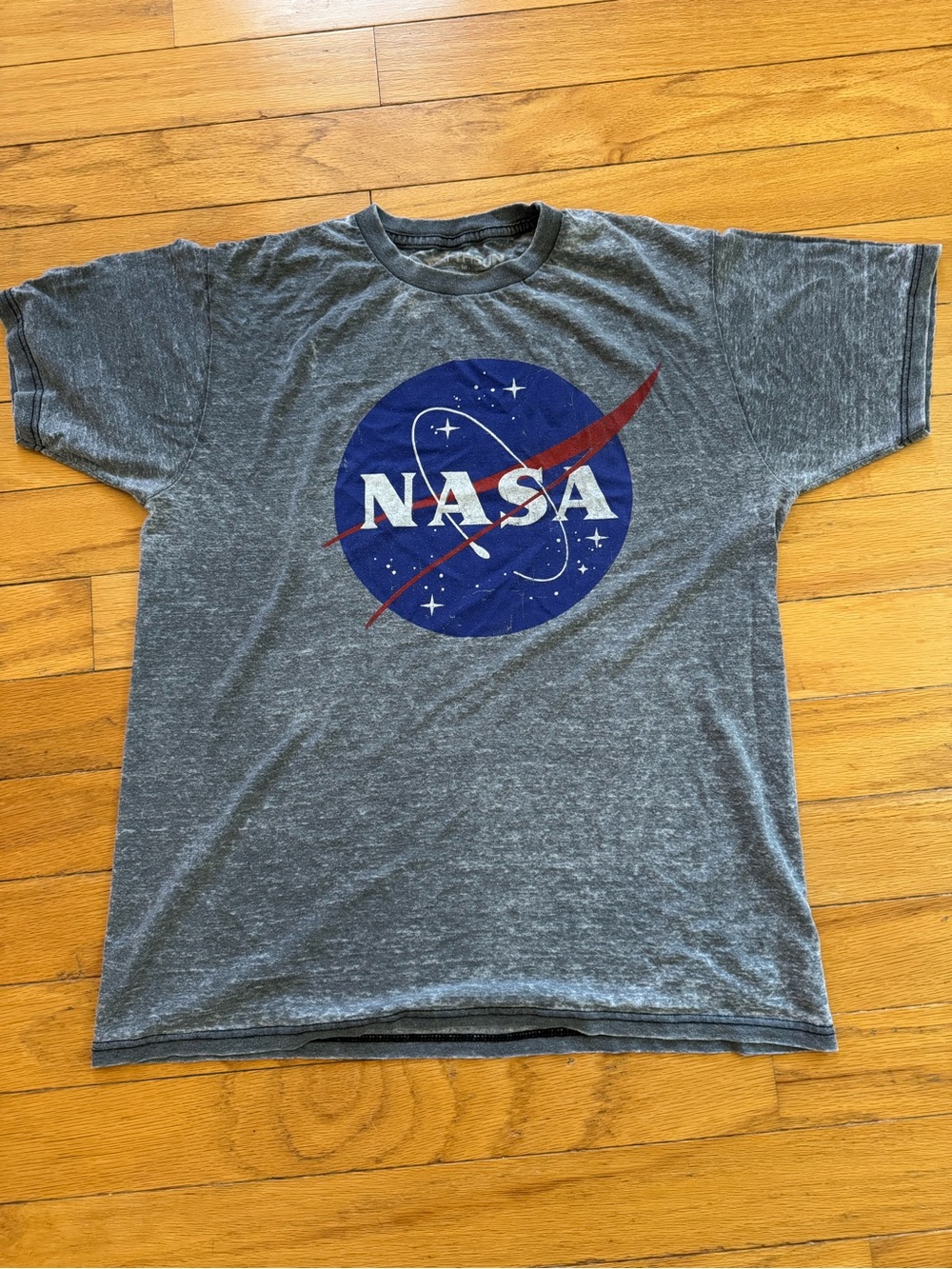 Fifth Sun Gray NASA Logo Short Sleeve Tee with Blue & Red Accents